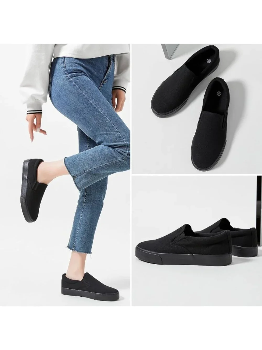 Stylish Women's Canvas Slip-On Sneakers | Non-Slip Loafers for Comfort & Style